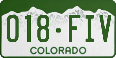 CO license plate 018FIV