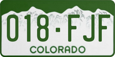 CO license plate 018FJF