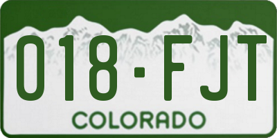 CO license plate 018FJT