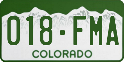 CO license plate 018FMA