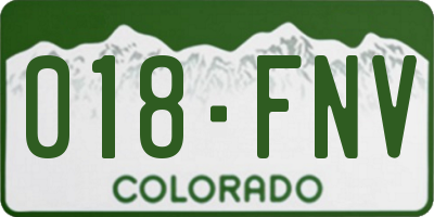 CO license plate 018FNV