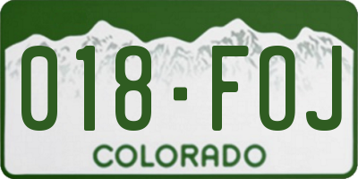 CO license plate 018FOJ