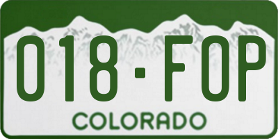 CO license plate 018FOP