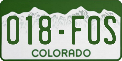 CO license plate 018FOS