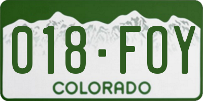 CO license plate 018FOY