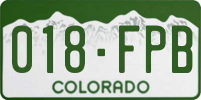 CO license plate 018FPB