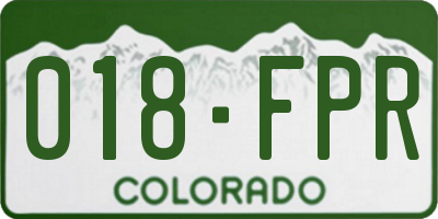 CO license plate 018FPR