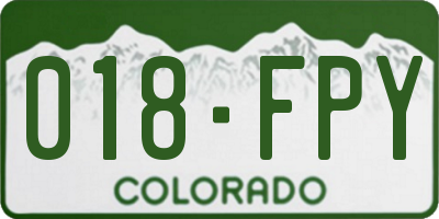 CO license plate 018FPY