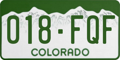 CO license plate 018FQF