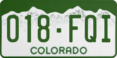CO license plate 018FQI