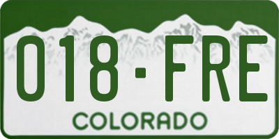 CO license plate 018FRE