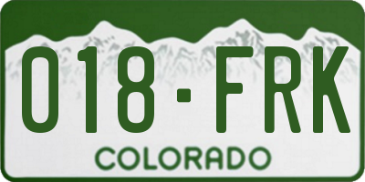 CO license plate 018FRK