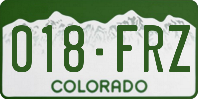 CO license plate 018FRZ
