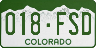 CO license plate 018FSD