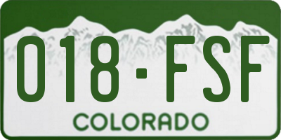 CO license plate 018FSF