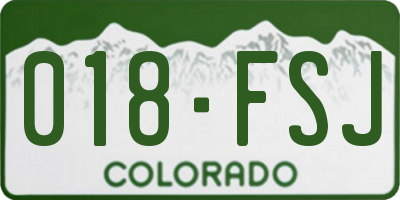 CO license plate 018FSJ