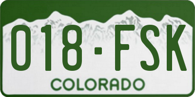 CO license plate 018FSK