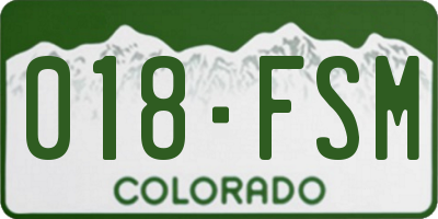 CO license plate 018FSM