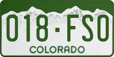 CO license plate 018FSO