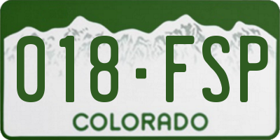 CO license plate 018FSP