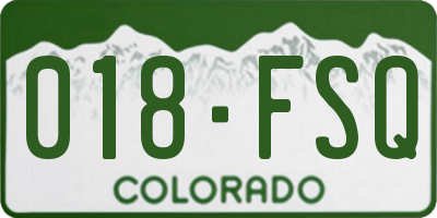 CO license plate 018FSQ