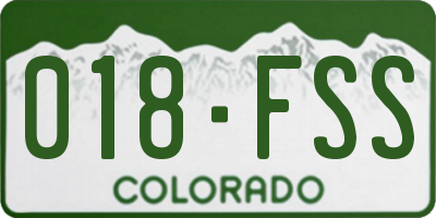 CO license plate 018FSS