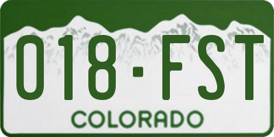 CO license plate 018FST
