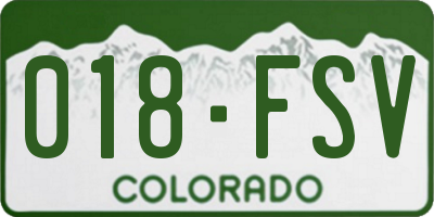 CO license plate 018FSV