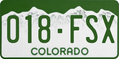 CO license plate 018FSX