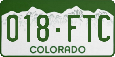 CO license plate 018FTC