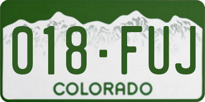 CO license plate 018FUJ