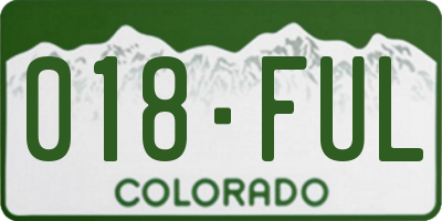CO license plate 018FUL