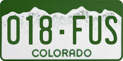 CO license plate 018FUS