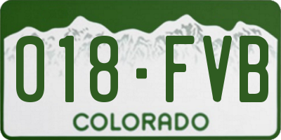 CO license plate 018FVB