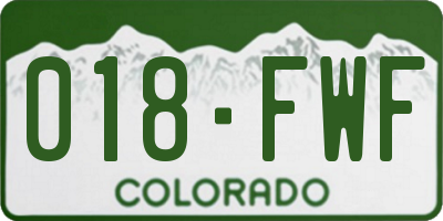 CO license plate 018FWF