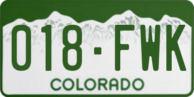 CO license plate 018FWK