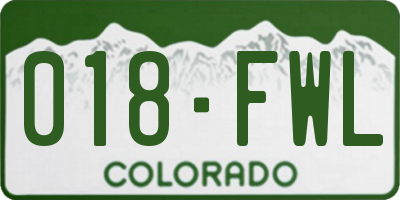 CO license plate 018FWL