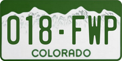 CO license plate 018FWP