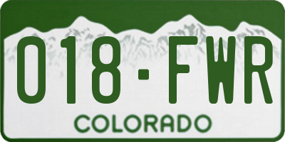 CO license plate 018FWR