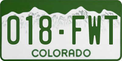 CO license plate 018FWT