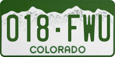 CO license plate 018FWU