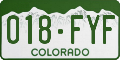 CO license plate 018FYF