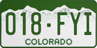 CO license plate 018FYI