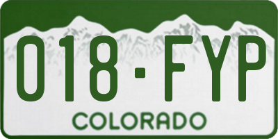 CO license plate 018FYP