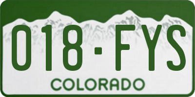 CO license plate 018FYS