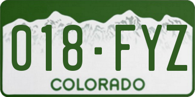 CO license plate 018FYZ