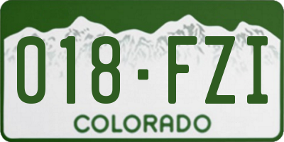 CO license plate 018FZI