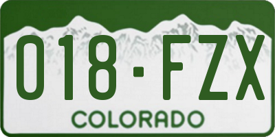 CO license plate 018FZX