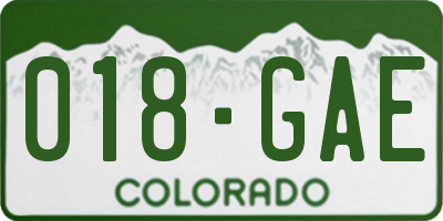 CO license plate 018GAE
