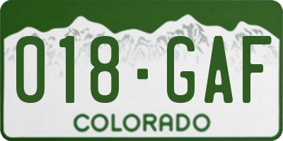 CO license plate 018GAF